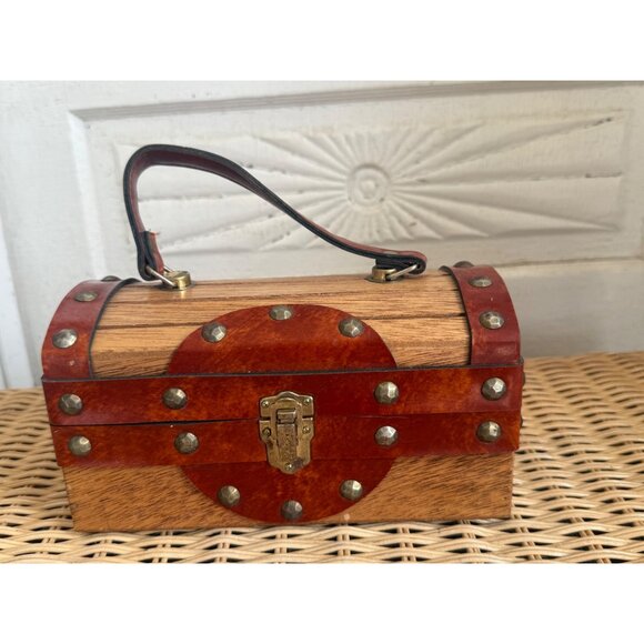 Mr R Wood Handbags - Vintage 50's Mr R Wood Leather Box Purse Treasure Chest